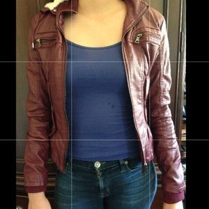 NWOT Burgundy Pleather Jacket